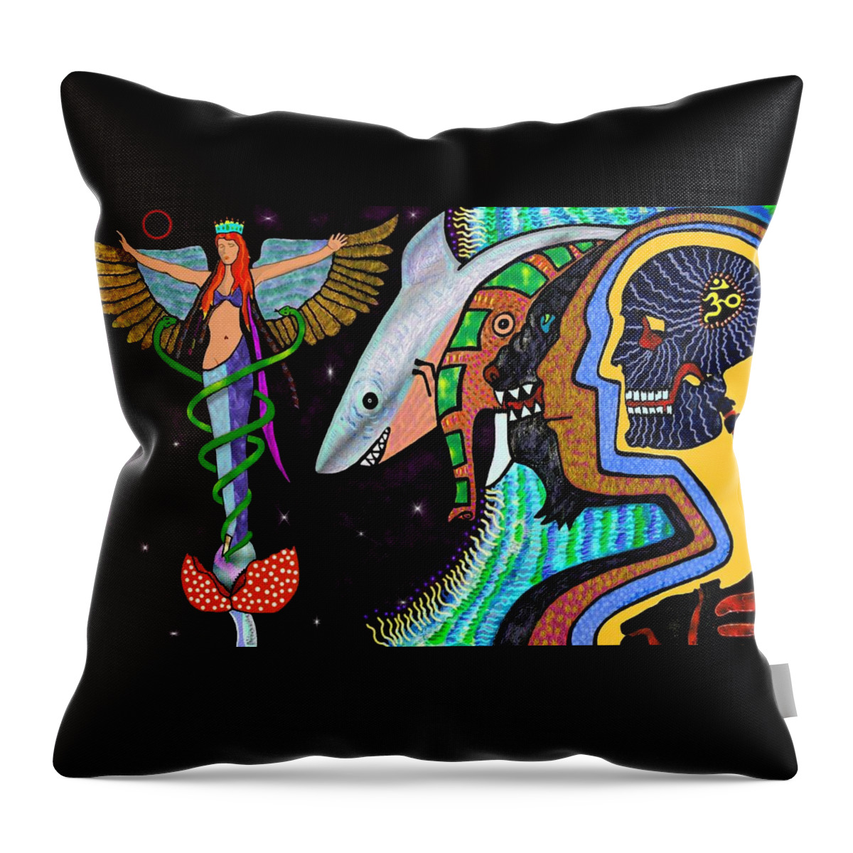 Visionary_art Throw Pillow featuring the painting Eternal Web of Consciousness by Myztico Campo