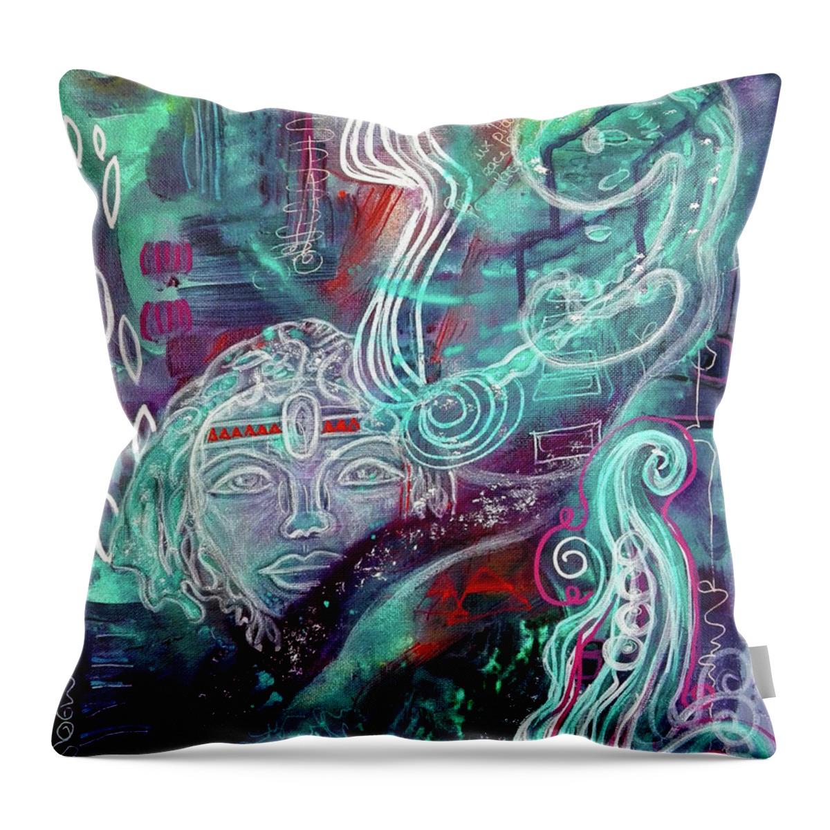 Woman Throw Pillow featuring the mixed media Eternal Woman by Mimulux Patricia No