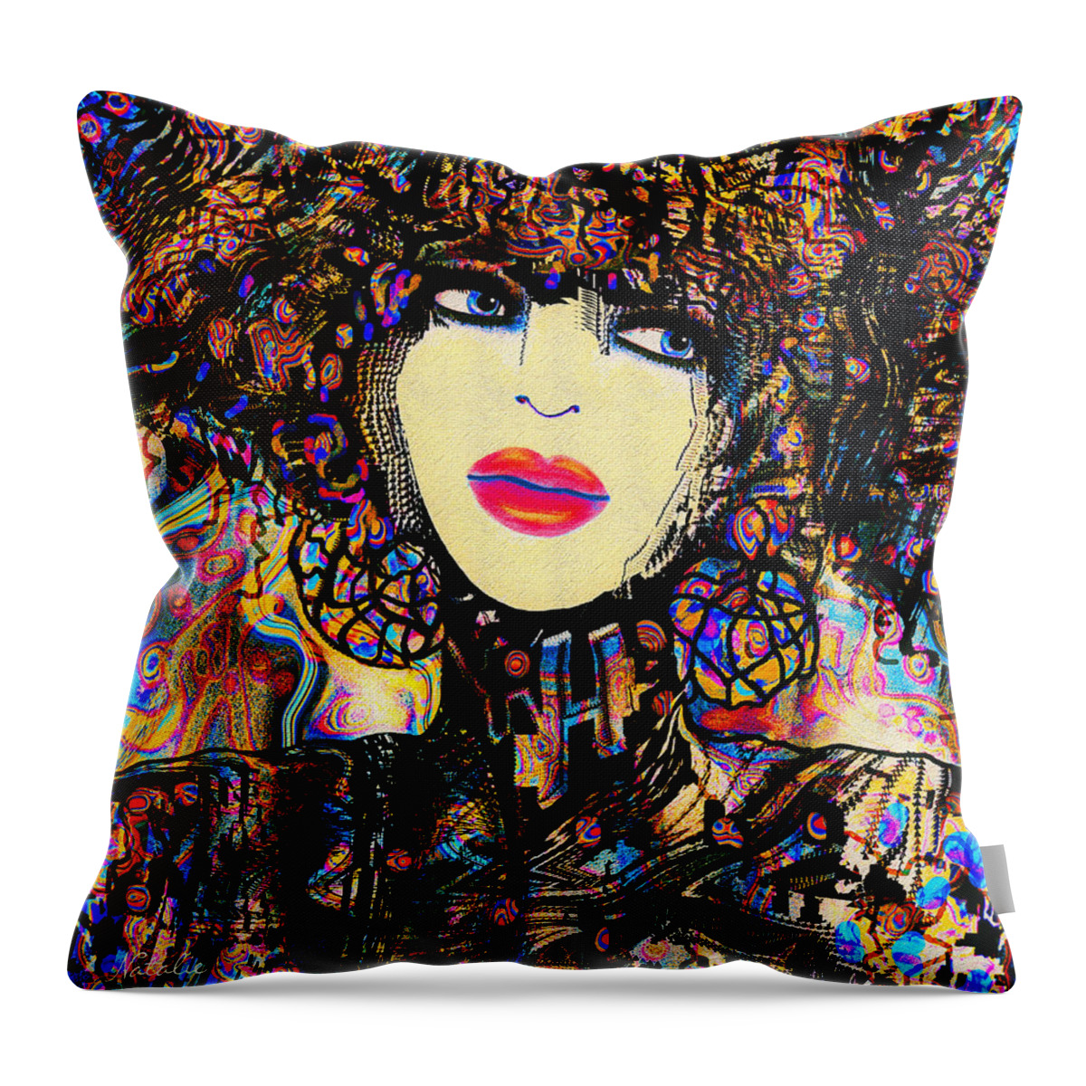 Natalie Holland Art Throw Pillow featuring the painting Evangelina by Natalie Holland