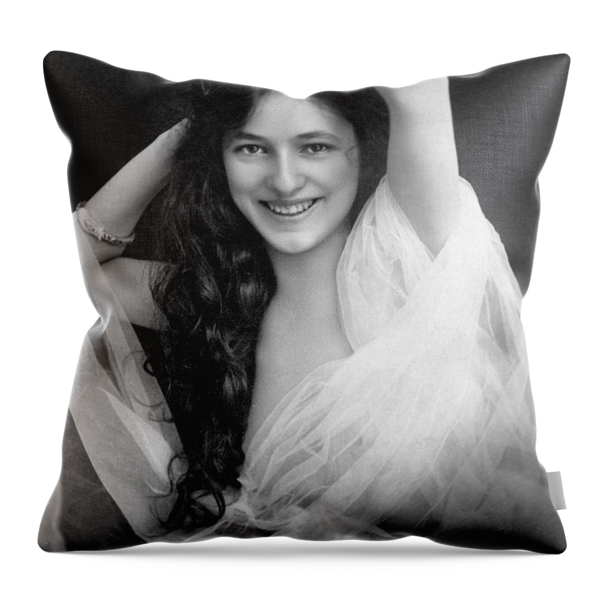 1901 Throw Pillow featuring the photograph Evelyn Nesbit #3 by Granger
