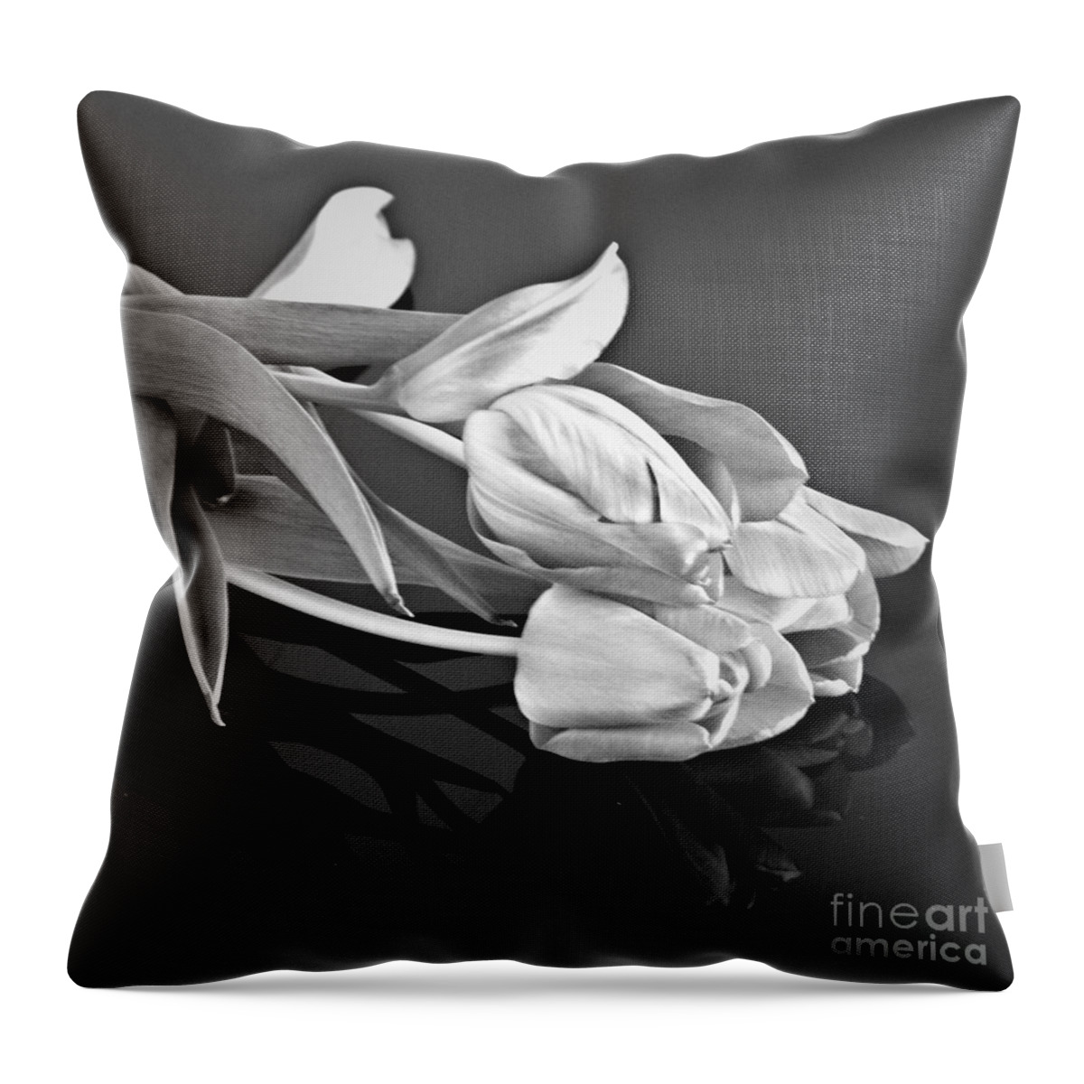 Tulips Throw Pillow featuring the photograph Even Tulips are Beautiful in Black and White by Sherry Hallemeier