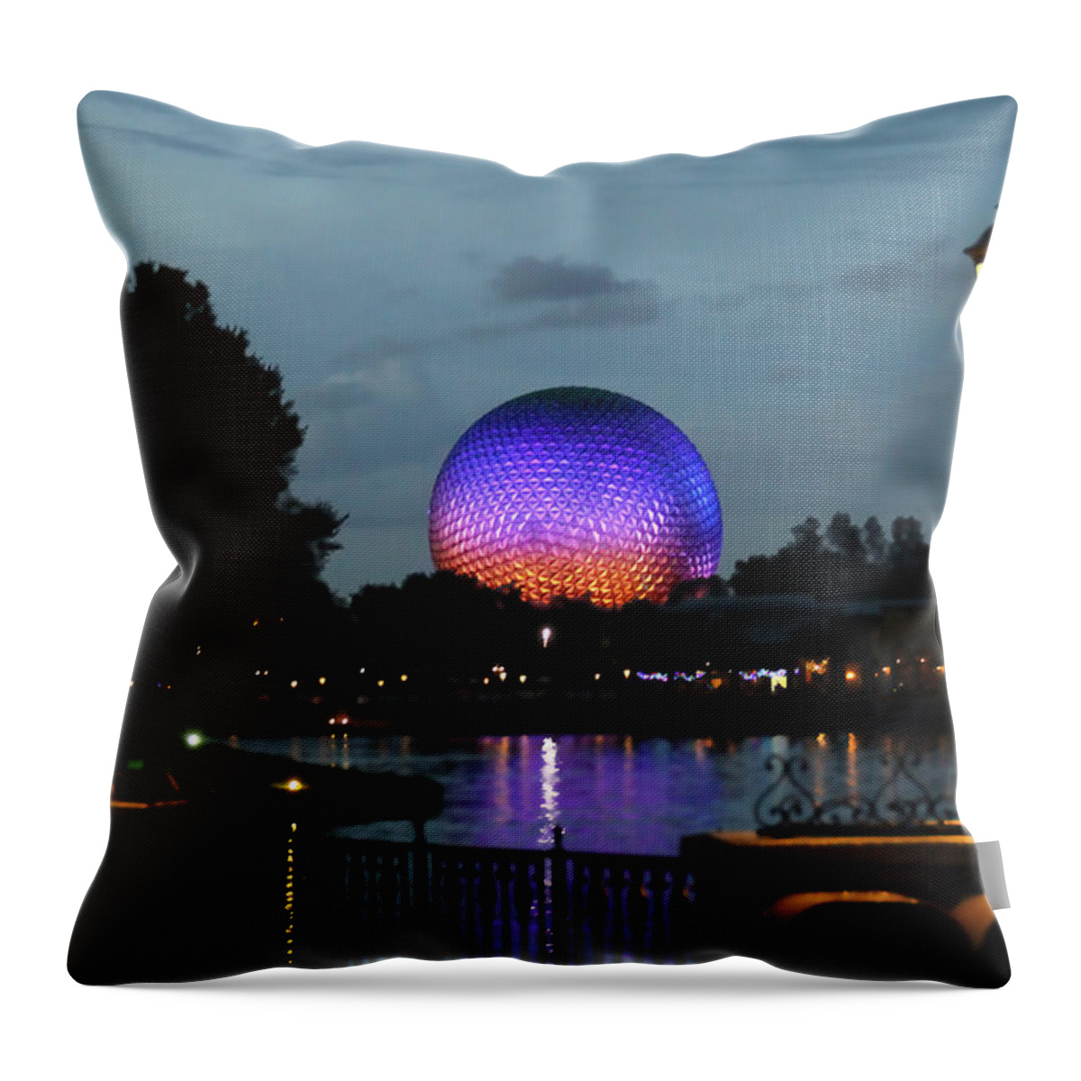 Epcot Throw Pillow featuring the photograph Evening at Epcot by Jackson Pearson
