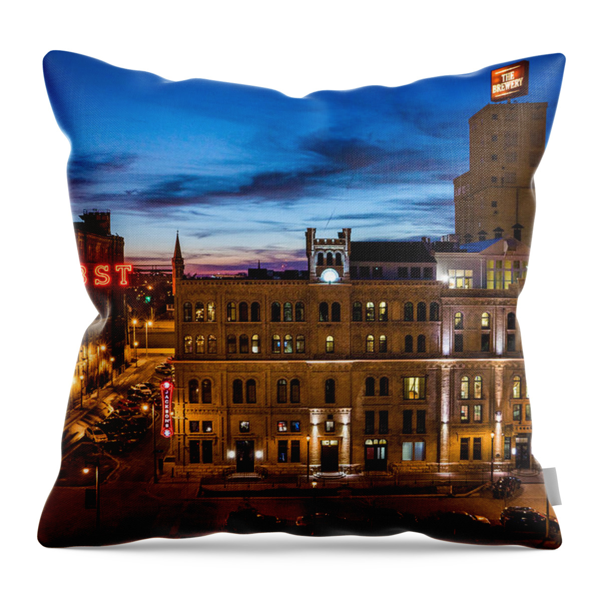 Bill Pevlor Throw Pillow featuring the photograph Evening at Pabst by Bill Pevlor