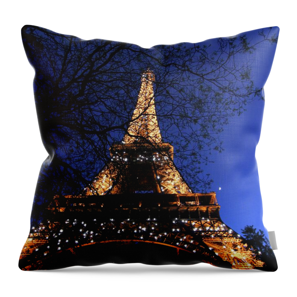 Eiffel Tower Throw Pillow featuring the photograph Evening at the Eiffel Tower by Hermes Fine Art
