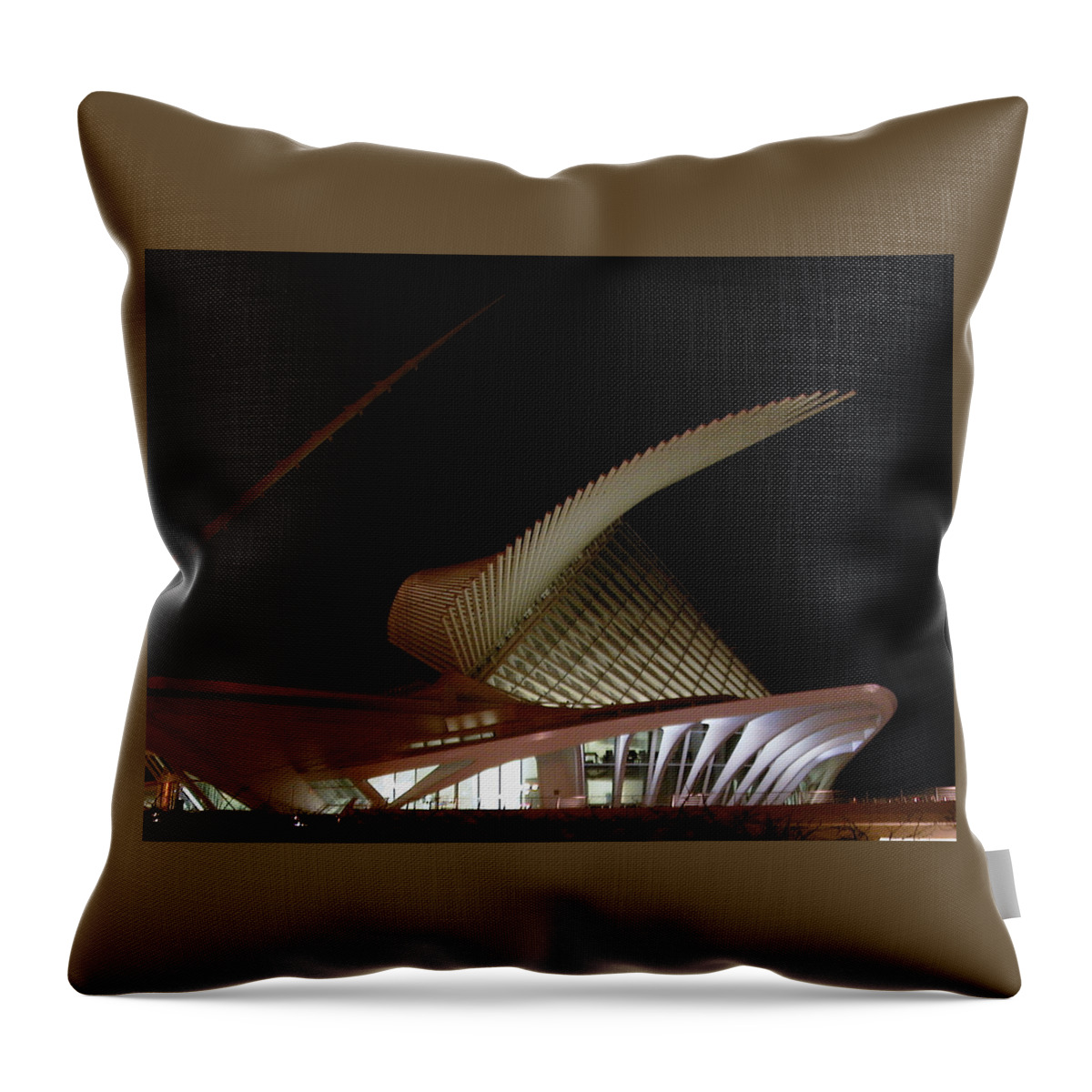 Milwaukee Throw Pillow featuring the photograph Evening at the MAM by Thomas Pipia