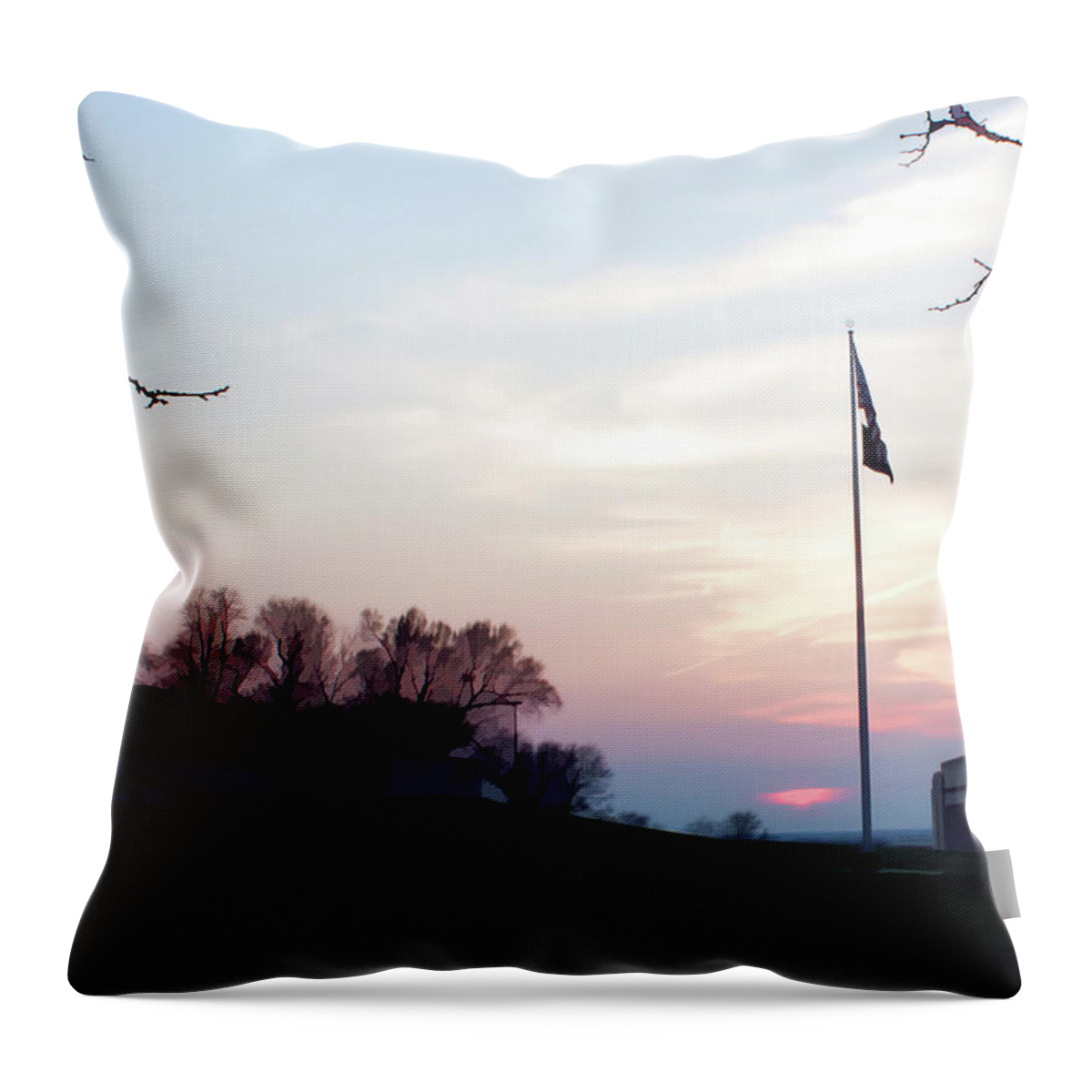 Liberty Memorial Throw Pillow featuring the photograph Evening at the Memorial by Angie Rayfield