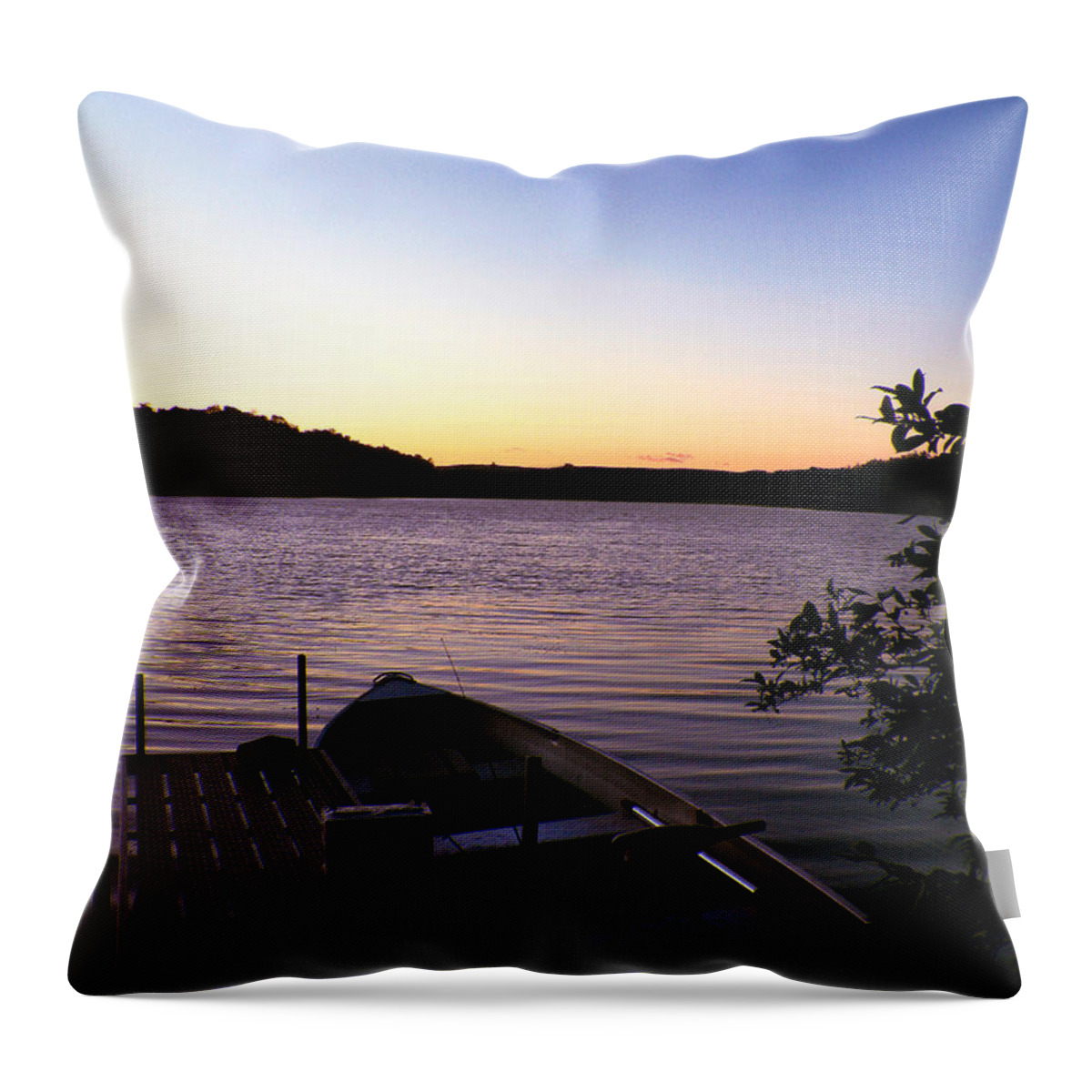 Blue Throw Pillow featuring the photograph Evening Catch by Joseph Noonan