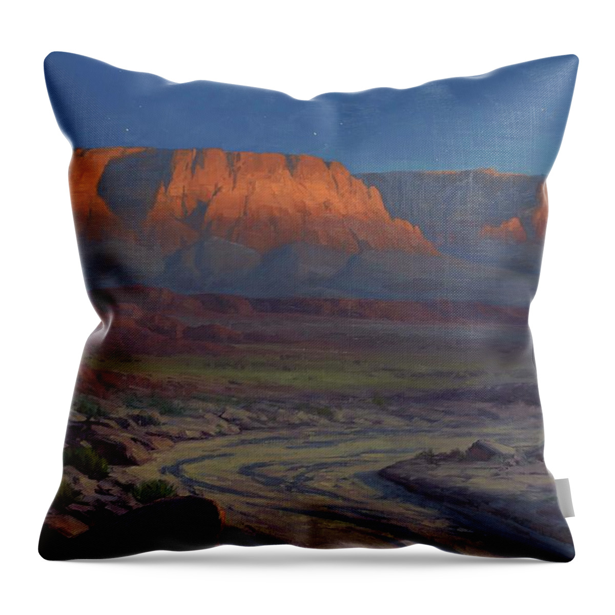 Arizona Art Throw Pillow featuring the painting Evening comes to Marble Canyon by Cody DeLong