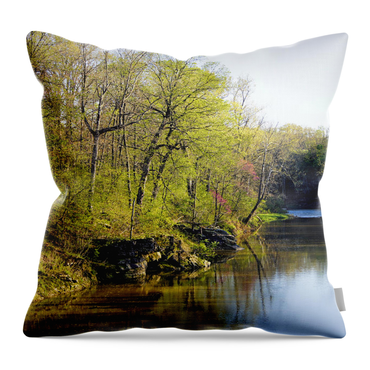Creek Throw Pillow featuring the photograph Evening Falls on Cedar Creek by Cricket Hackmann