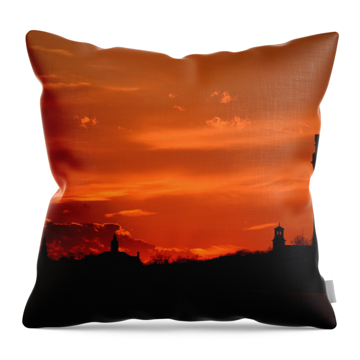 Provincetown Throw Pillow featuring the photograph Evening Fire by Ellen Koplow