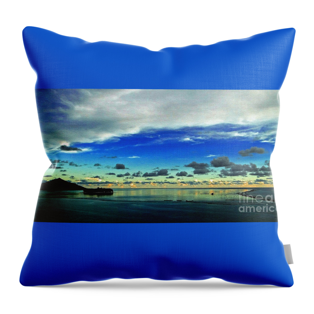Sunset Throw Pillow featuring the photograph Evening in Paradise Panoramic by Sue Melvin
