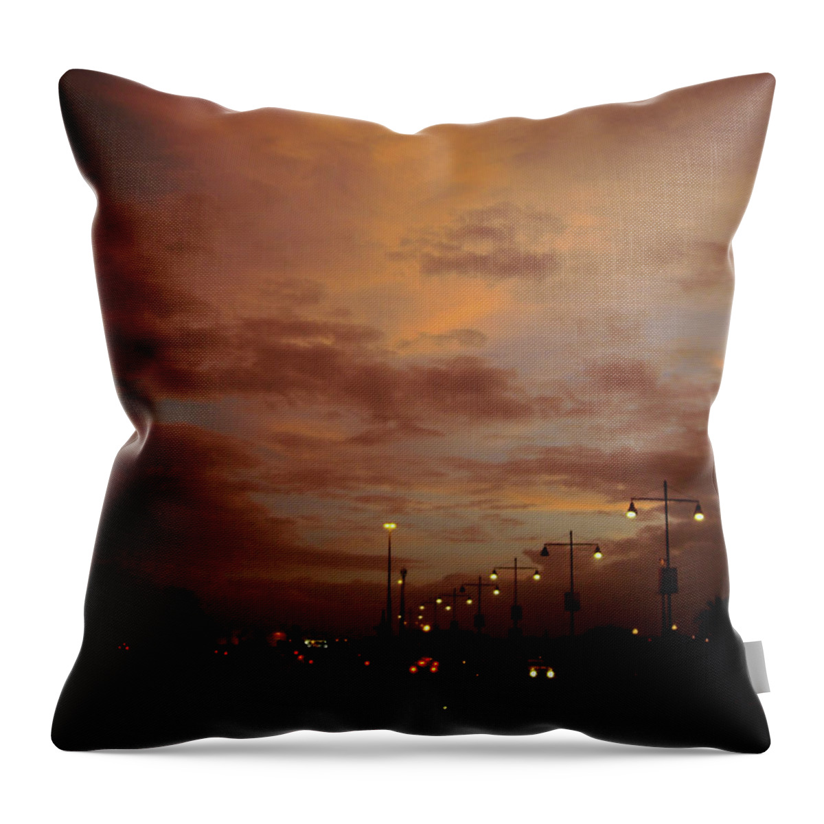 City Throw Pillow featuring the photograph Evening lights on road by Atullya N Srivastava