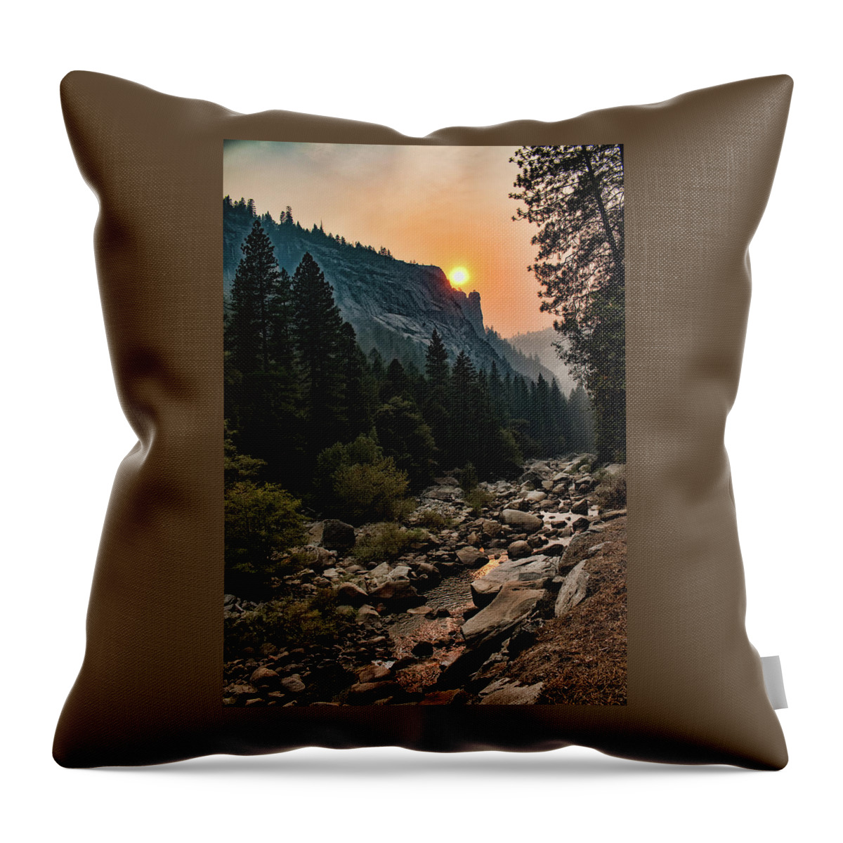 Merced River Throw Pillow featuring the photograph Evening On The Merced River by Kristia Adams