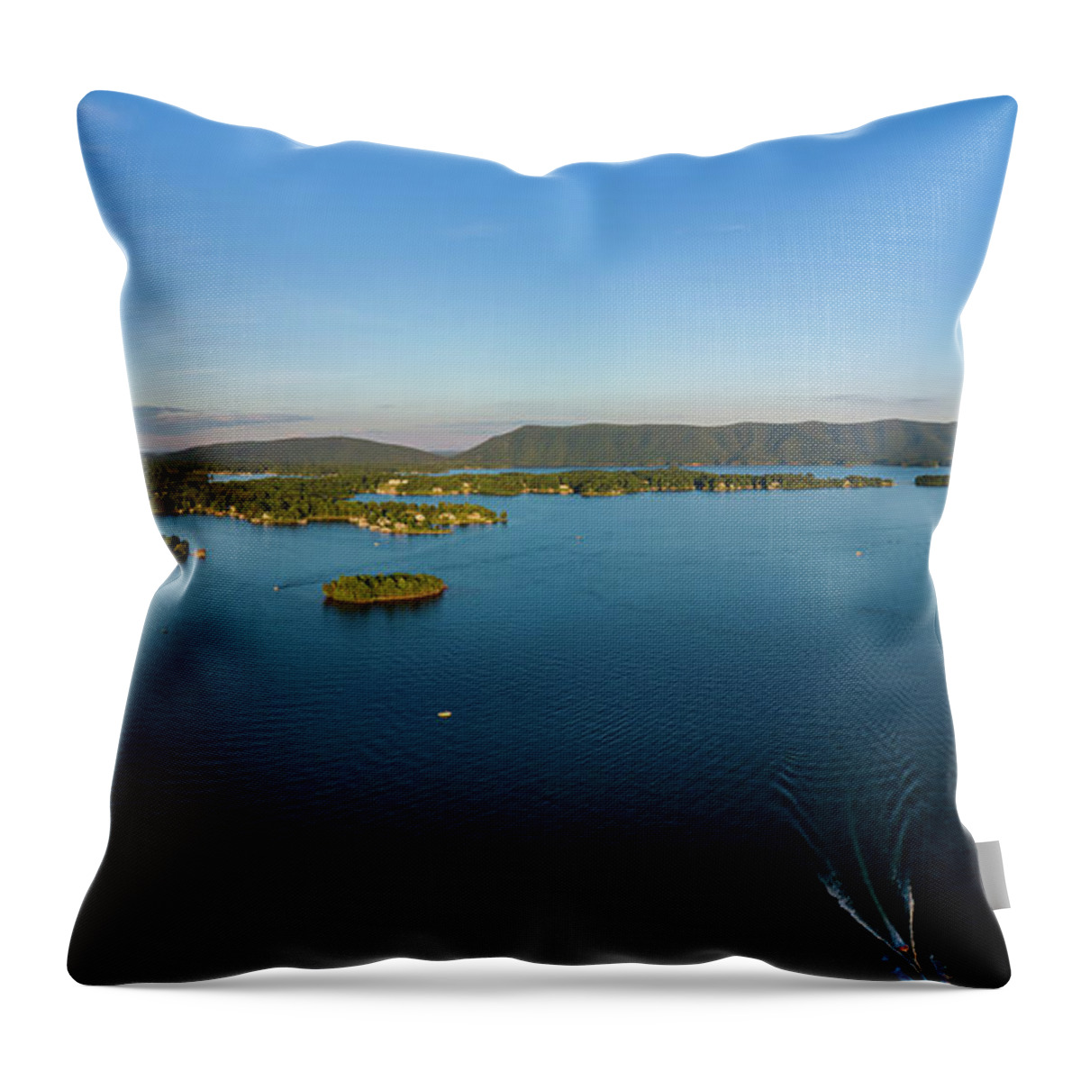 Sailboat Throw Pillow featuring the photograph Evening PANO by Star City SkyCams