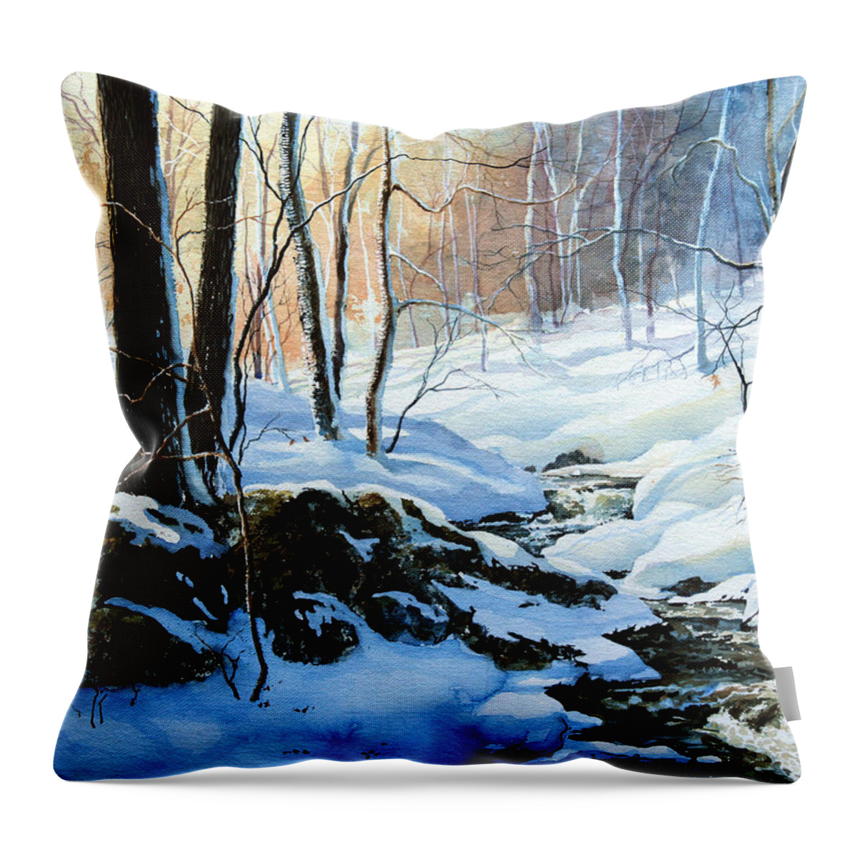 Winter Sunset Throw Pillow featuring the painting Evening Shadows by Hanne Lore Koehler