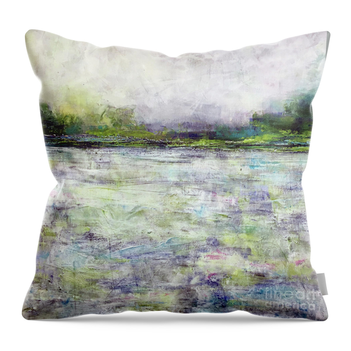 Oil Throw Pillow featuring the painting Evening Tide by Christine Chin-Fook