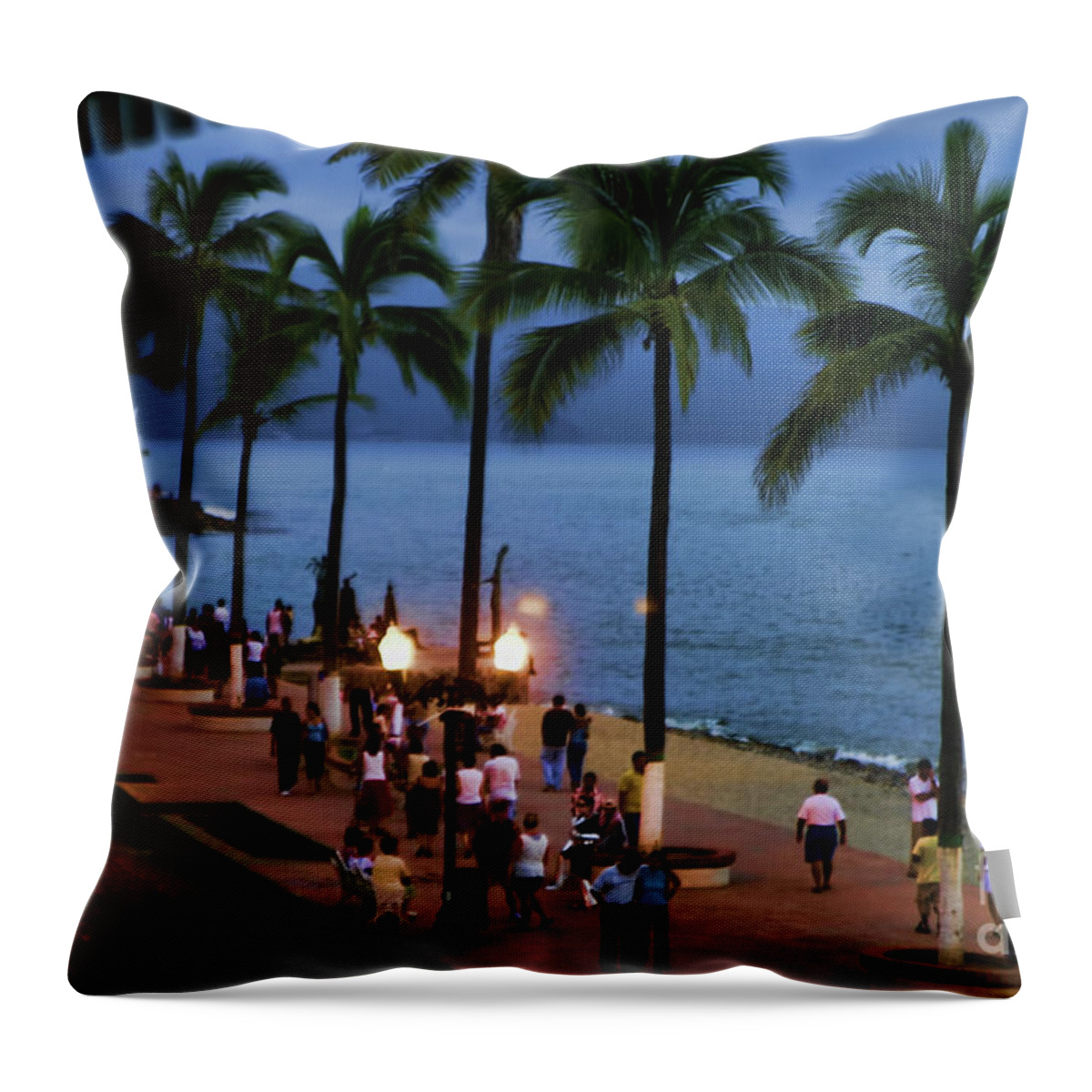 Mexico Throw Pillow featuring the photograph Evenings on the Malecon by Chuck Kuhn