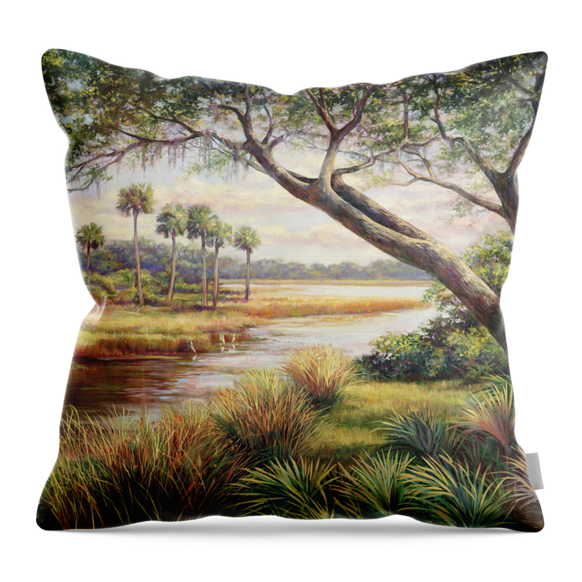 Scenic Throw Pillow featuring the painting Everglades Afternoon by Laurie Snow Hein