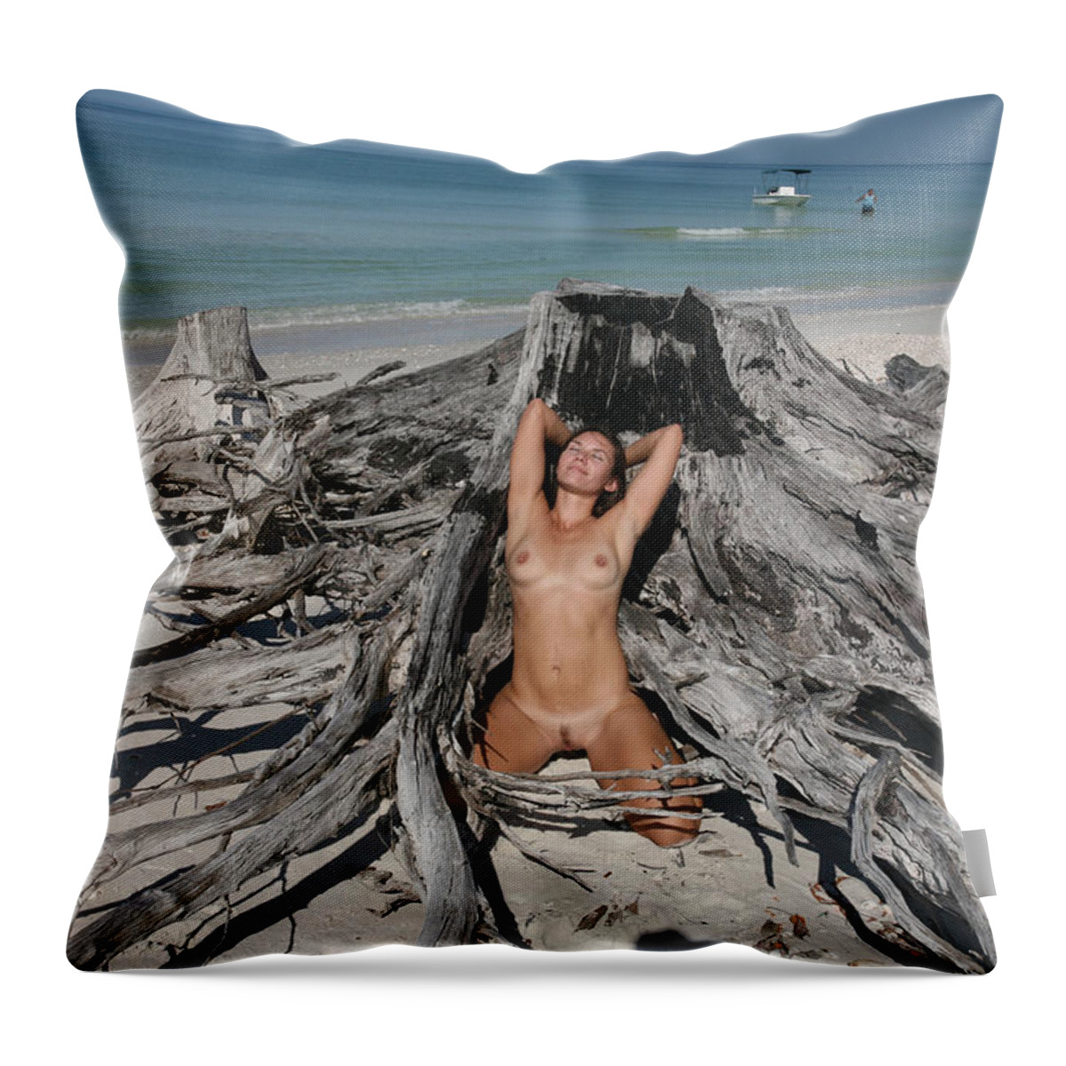 Everglades City Glamour Photographer Lucky Cole Sexy Exotic Female Beauty Natural Settings Glamorous Throw Pillow featuring the photograph Everglades City Beauty 699 by Lucky Cole