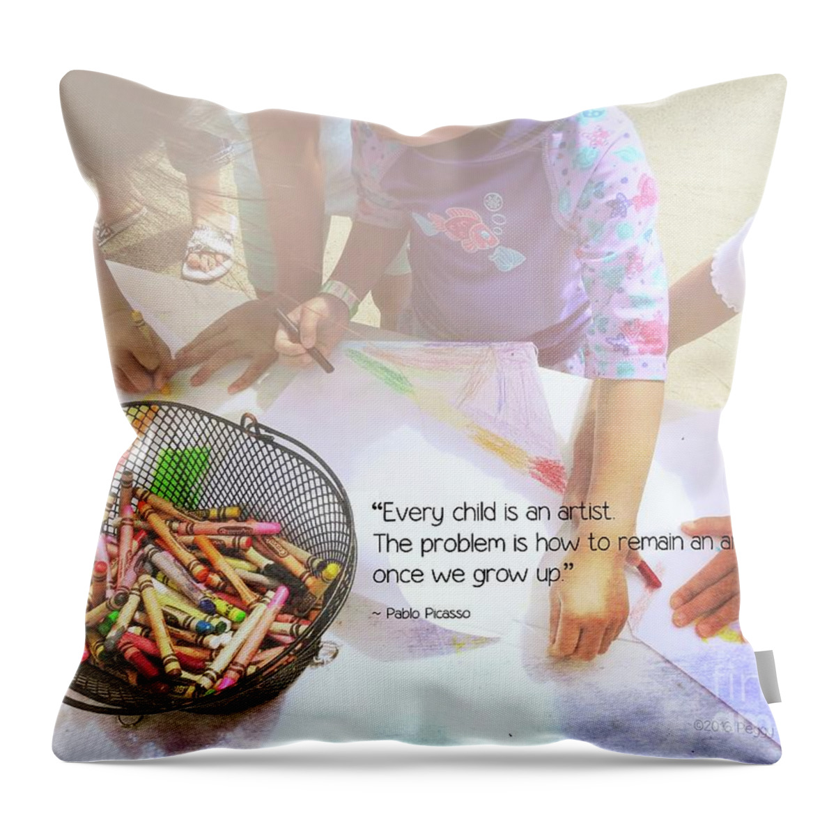 Children Throw Pillow featuring the photograph Every Child is an Artist by Peggy Hughes