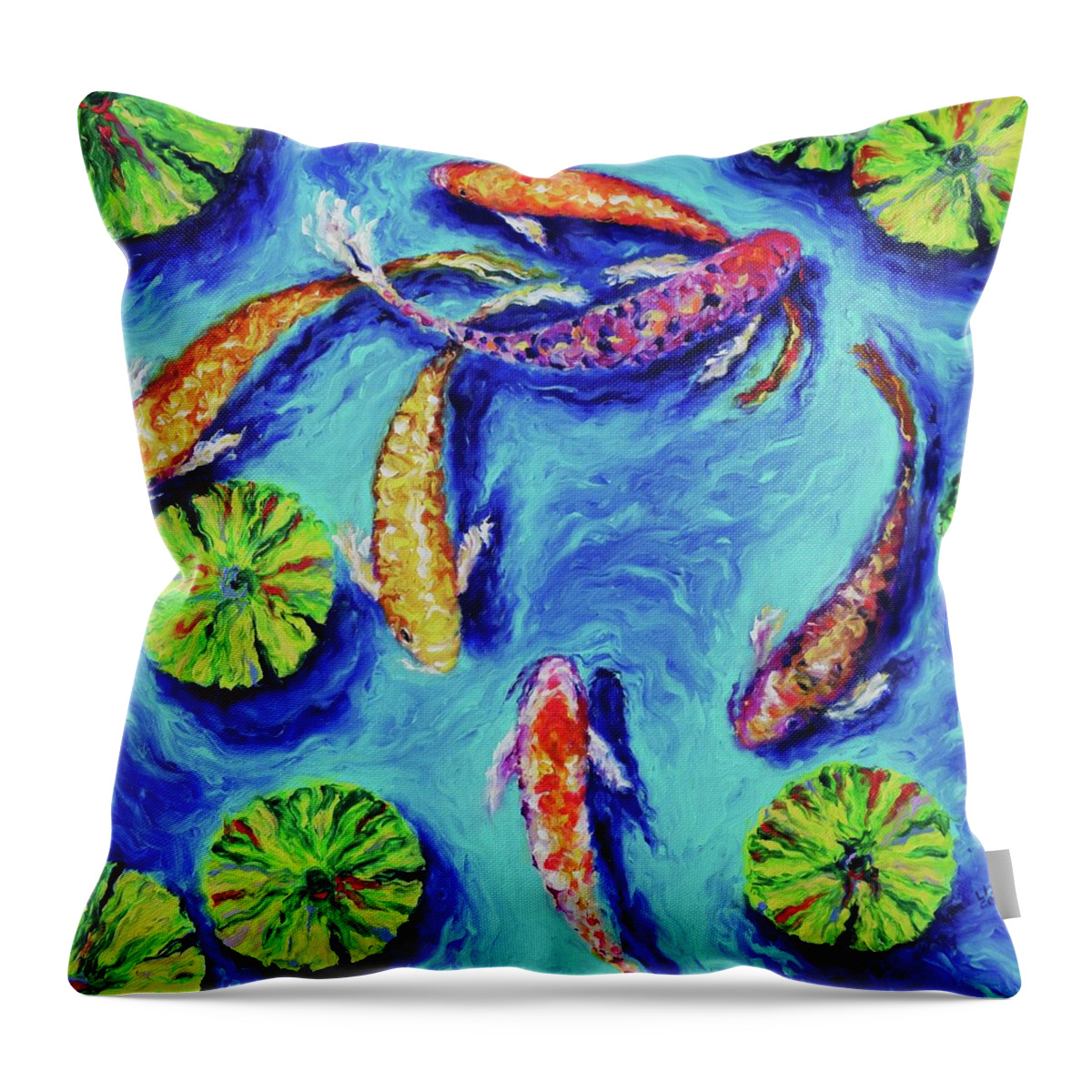 Koi Throw Pillow featuring the painting Every Which Way by Elizabeth Cox
