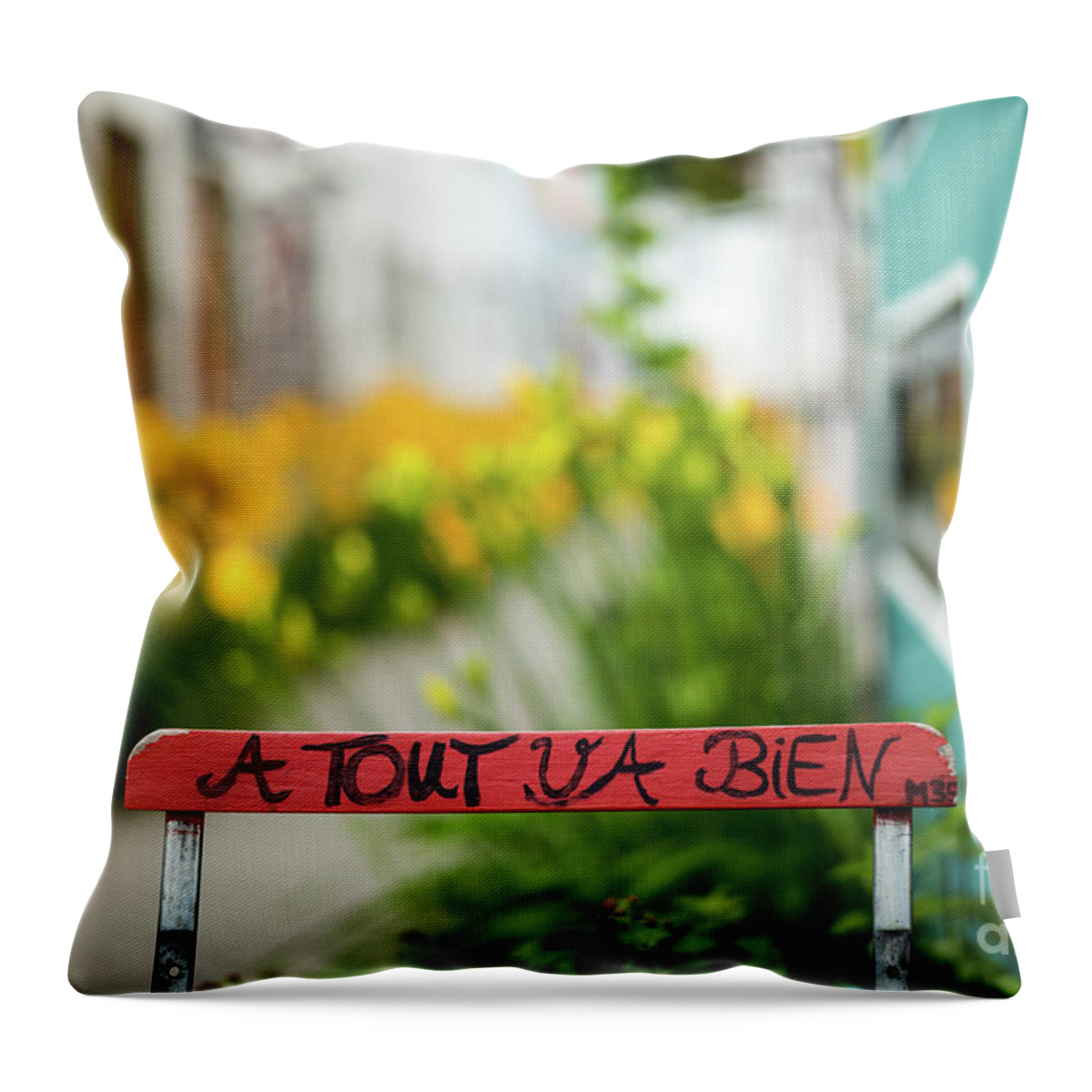Slogan Throw Pillow featuring the photograph Everything Will Be Fine by Juergen Klust