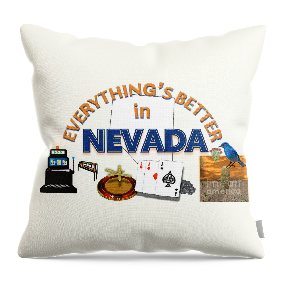 Nevada Throw Pillow featuring the digital art Everything's Better in Nevada by Pharris Art