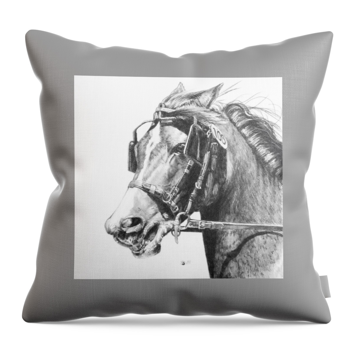 Horse Throw Pillow featuring the drawing Exertion by Barbara Keith