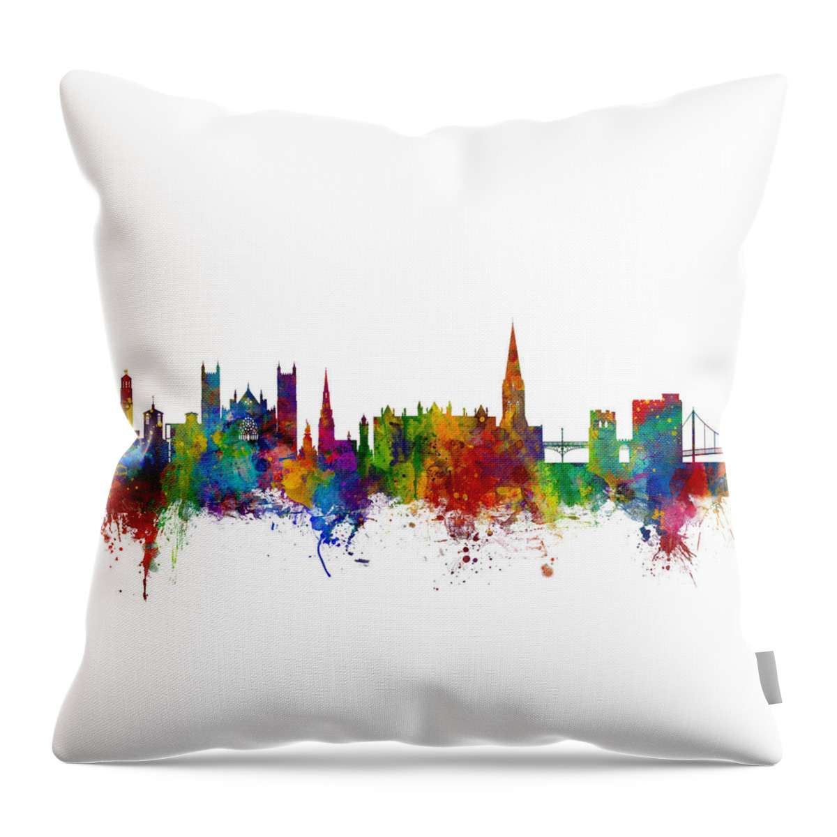 Exeter Throw Pillow featuring the digital art Exeter England Skyline by Michael Tompsett