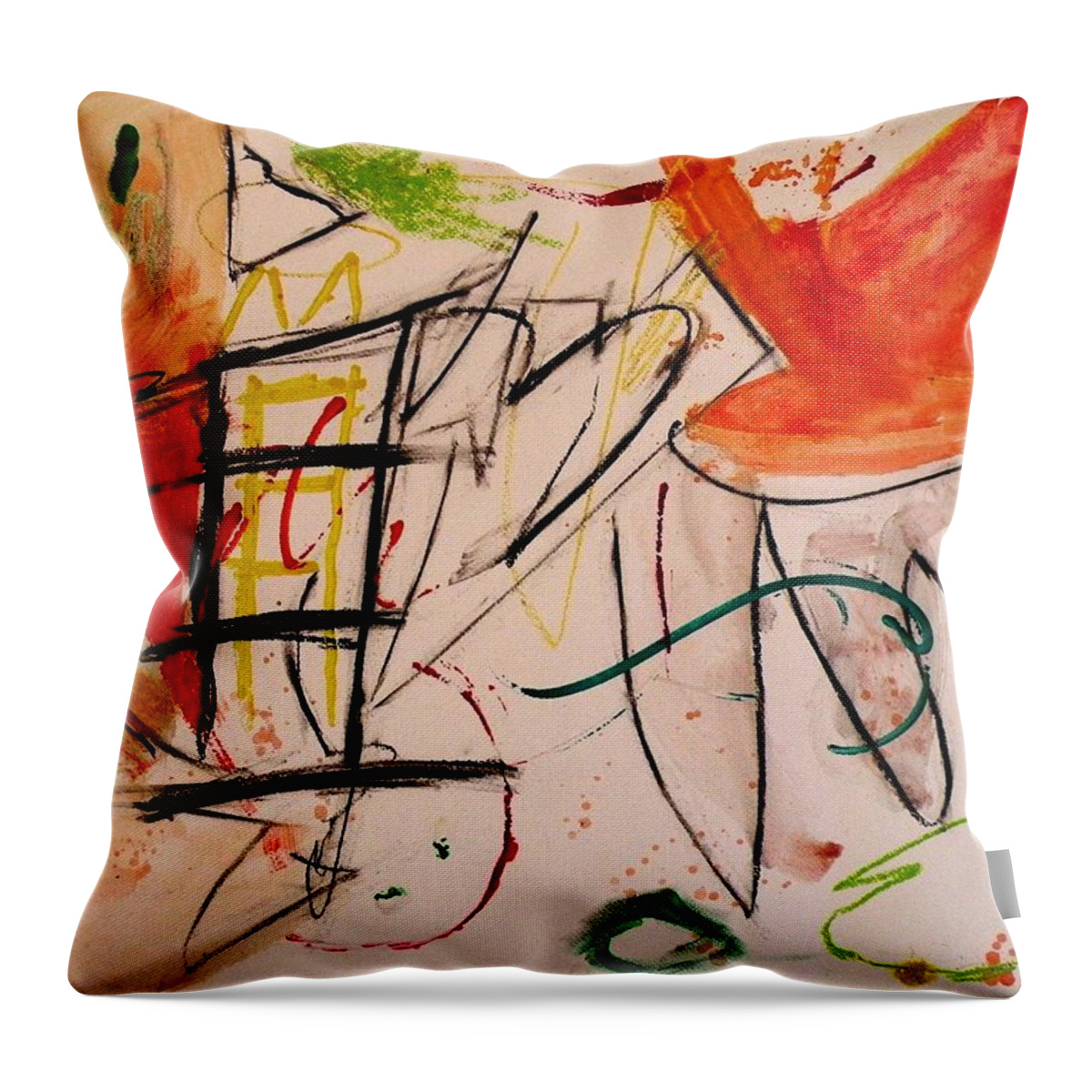 Orange Throw Pillow featuring the painting Exhuberance by Janis Kirstein