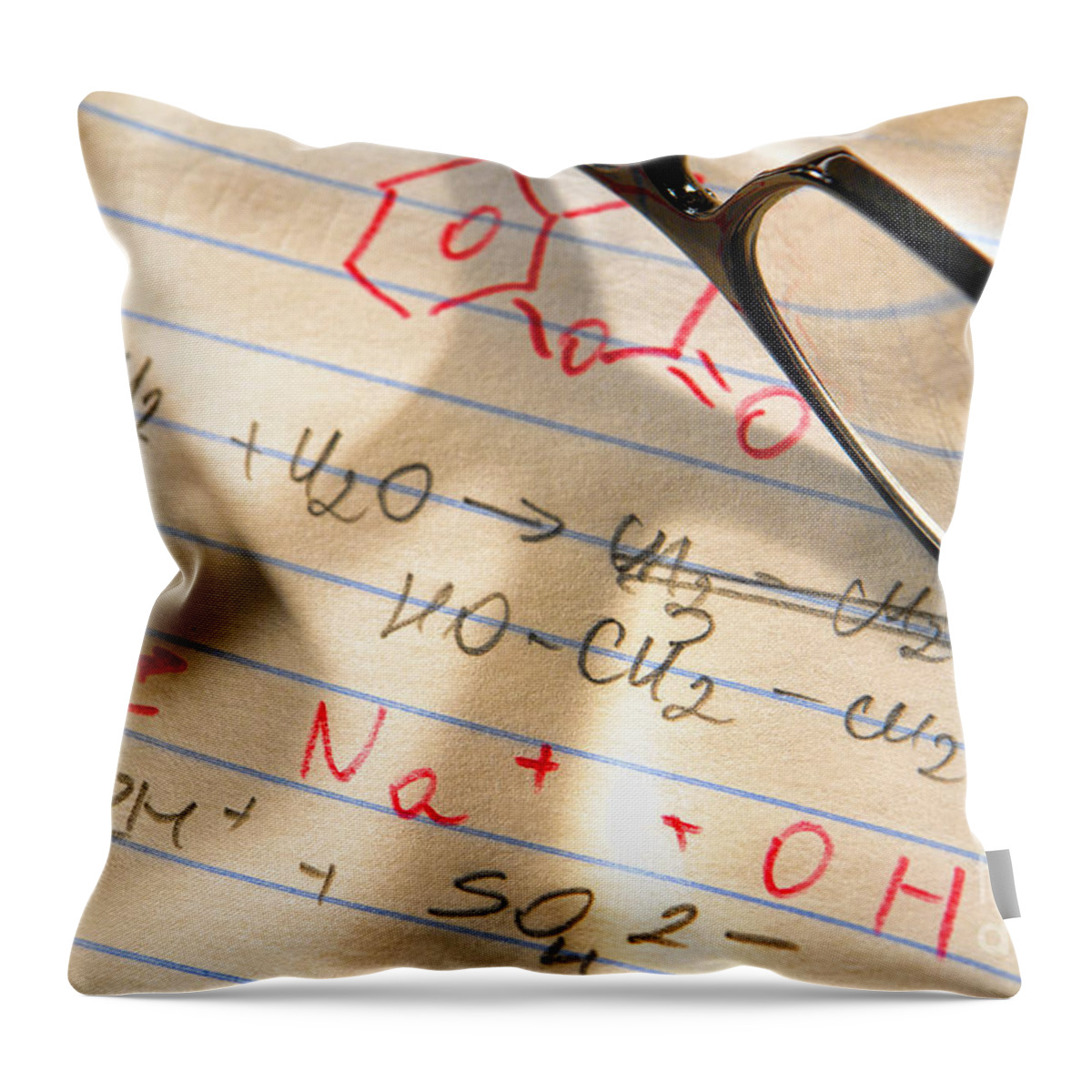 Biology Throw Pillow featuring the photograph Experiment Notes in Applied Science Research Lab by Olivier Le Queinec