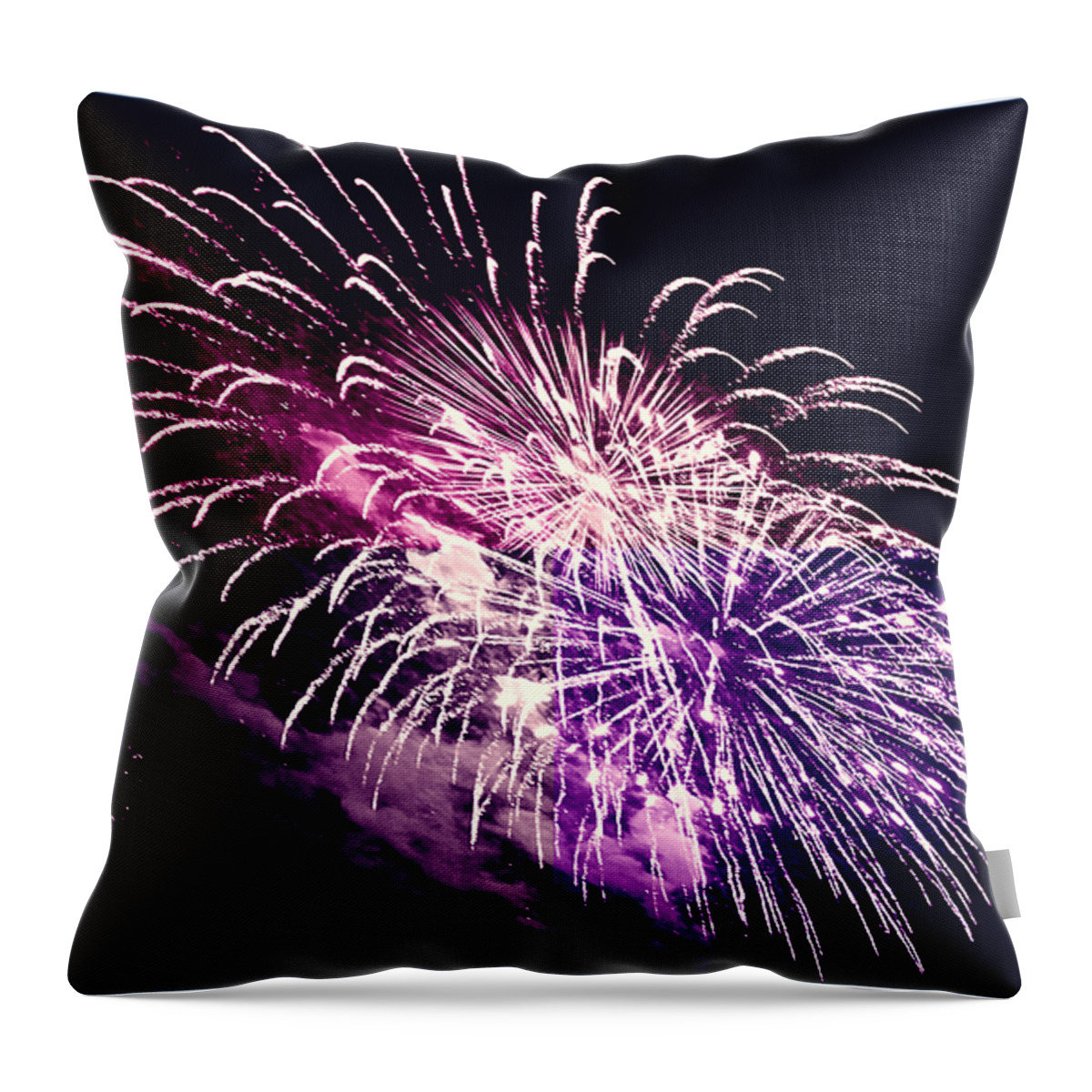 Fireworks Throw Pillow featuring the photograph Exploding Stars by DigiArt Diaries by Vicky B Fuller