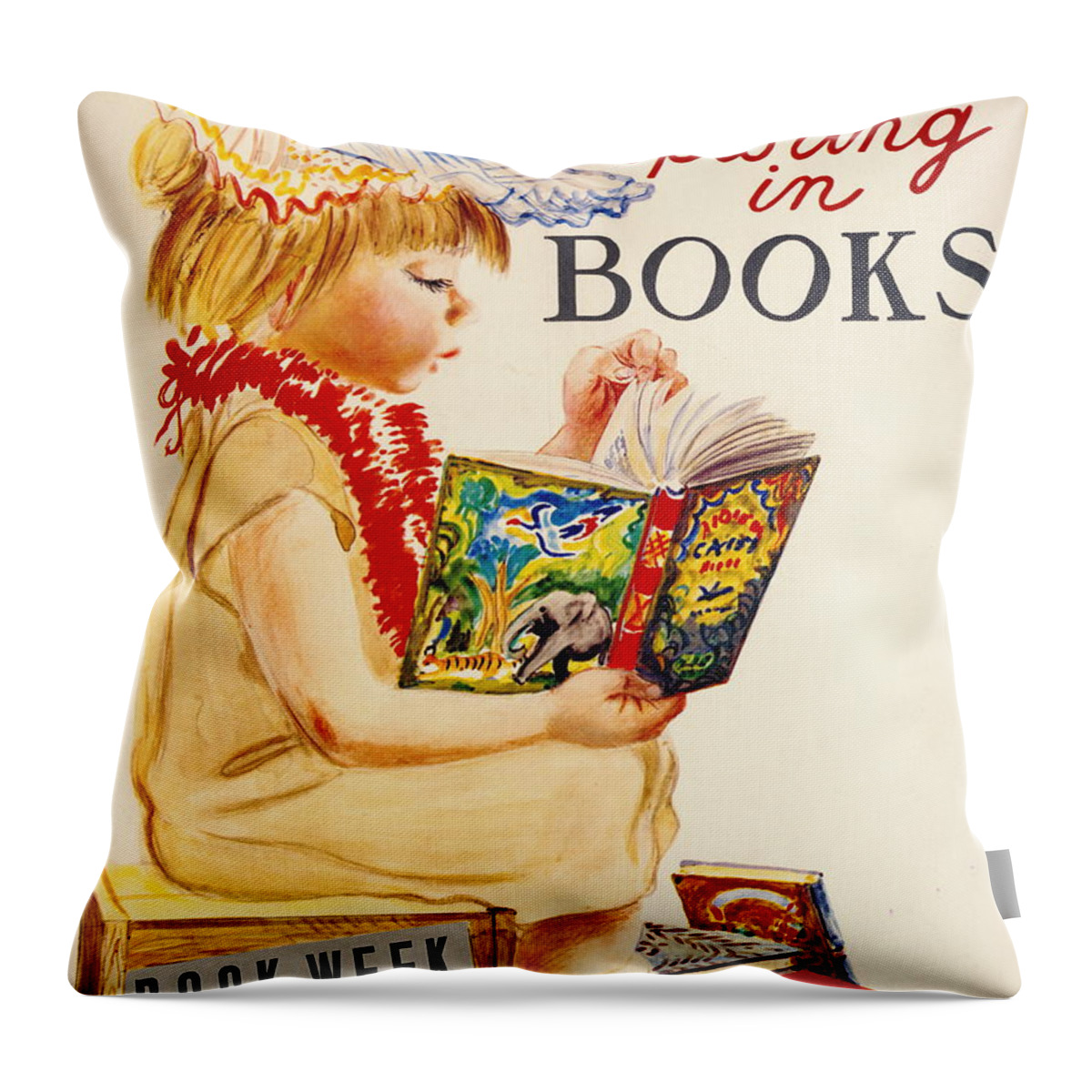 Exploring Books 1961 Throw Pillow featuring the photograph Exploring Books 1961 by Padre Art