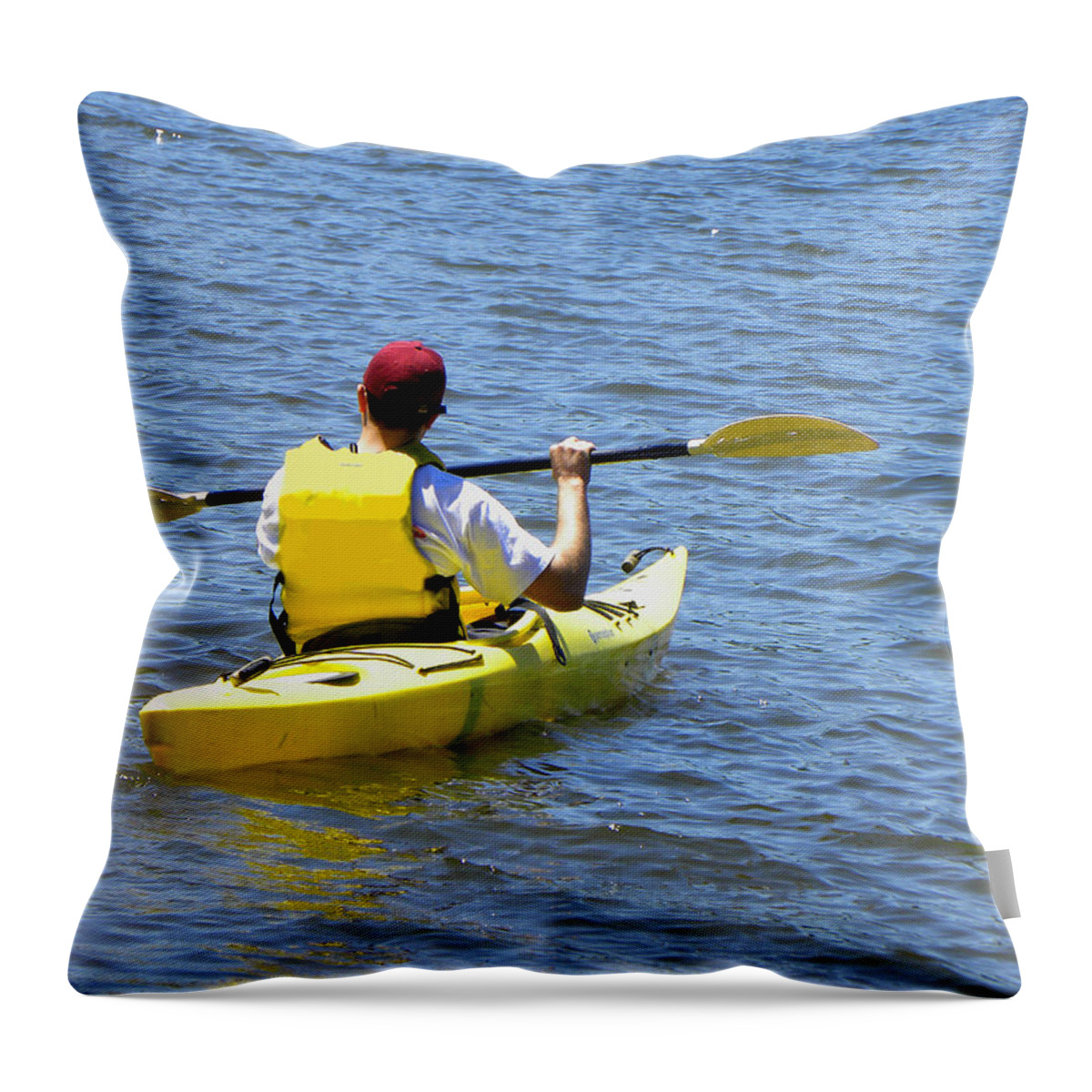 Kayak Throw Pillow featuring the photograph Exploring In A Kayak by Sandi OReilly