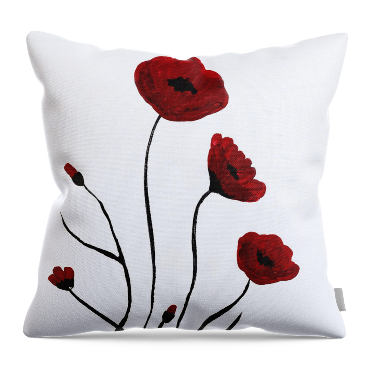 Martha Ann Throw Pillow featuring the painting Expressive Abstract Poppies A6116C_e by Mas Art Studio