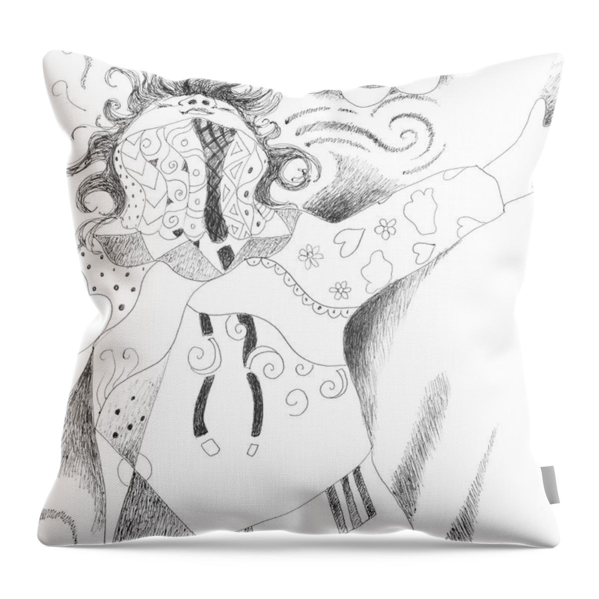 Spirited Throw Pillow featuring the drawing Exuberance by Helena Tiainen