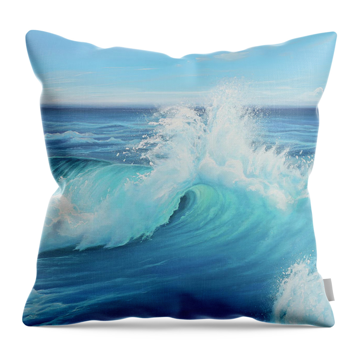 Seascape Throw Pillow featuring the painting Eye of the Ocean by Joe Mandrick