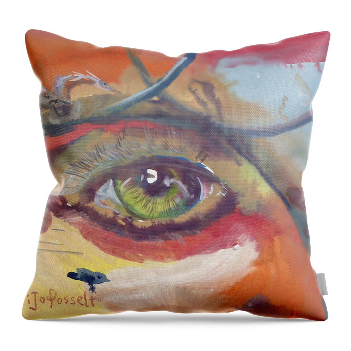 Eye See A Bird Throw Pillow featuring the painting Eye See a Bird by Sheri Jo Posselt