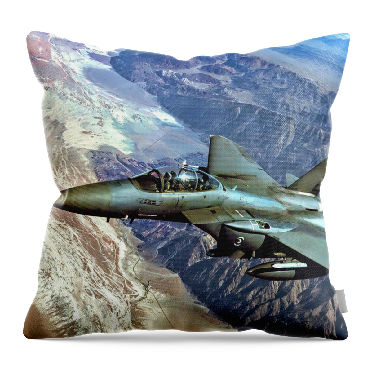 Eagle Throw Pillow featuring the digital art F-15E Strike Eagle by David Luebbert