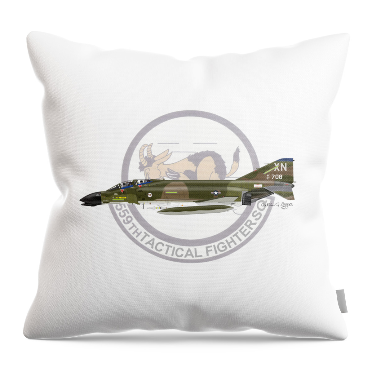 F-4d Throw Pillow featuring the digital art F-4D Phantom 559TFS by Arthur Eggers