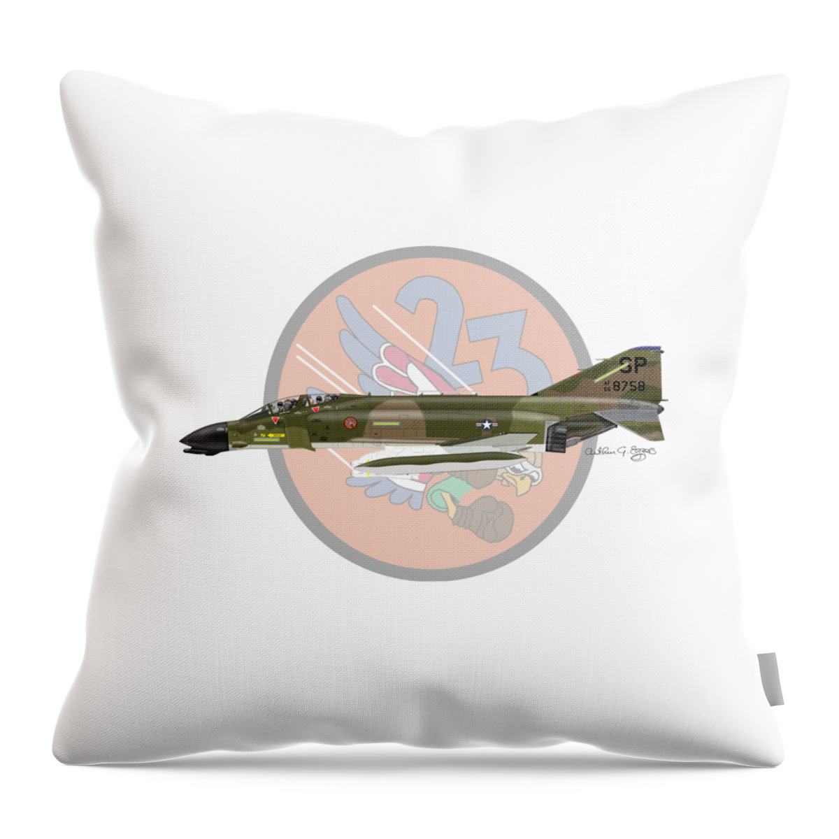 F-4d Throw Pillow featuring the digital art F-4D Phantom by Arthur Eggers