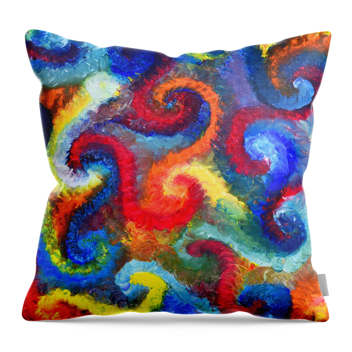 Colors Throw Pillow featuring the painting Fabric of life by Mihaela Dodan