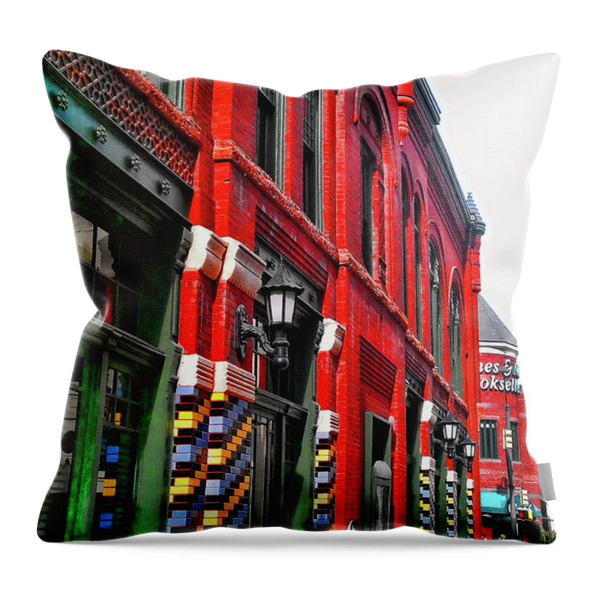 Fort Worth Building Throw Pillow featuring the photograph Facade of Color by Douglas Barnard