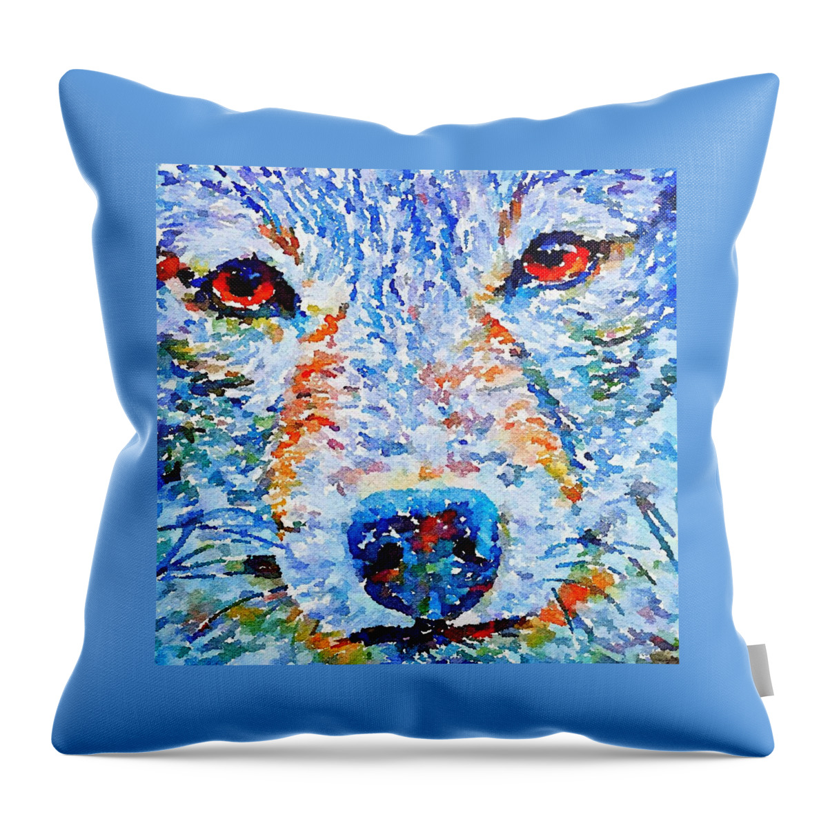 Wolf Throw Pillow featuring the digital art Face of a Wolf by Julius Reque
