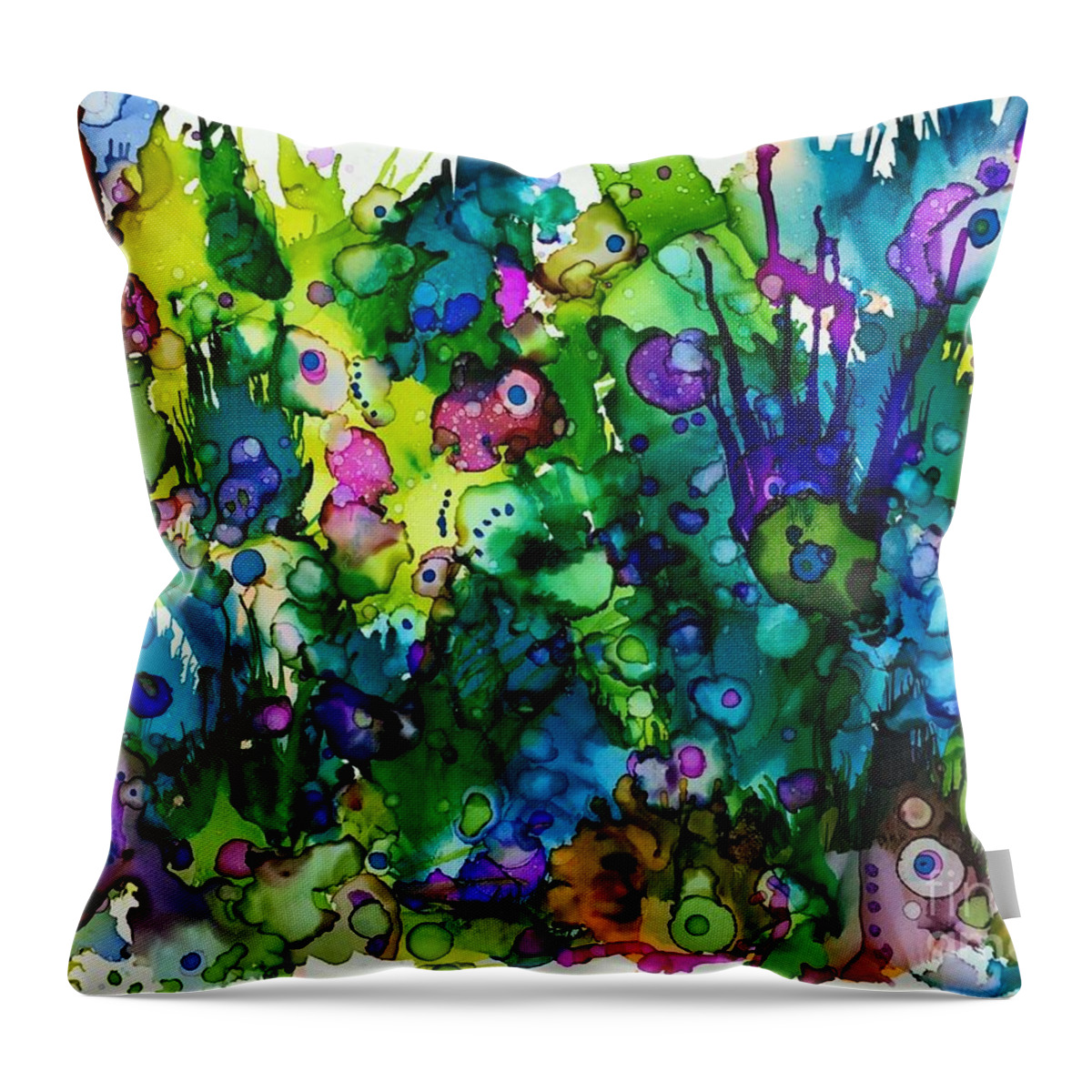 Abstract Painting Throw Pillow featuring the painting Faces by Nancy Koehler