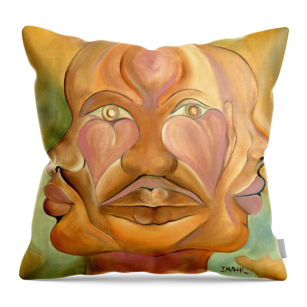 Human Throw Pillow featuring the painting Faces of Copulation by Ikahl Beckford