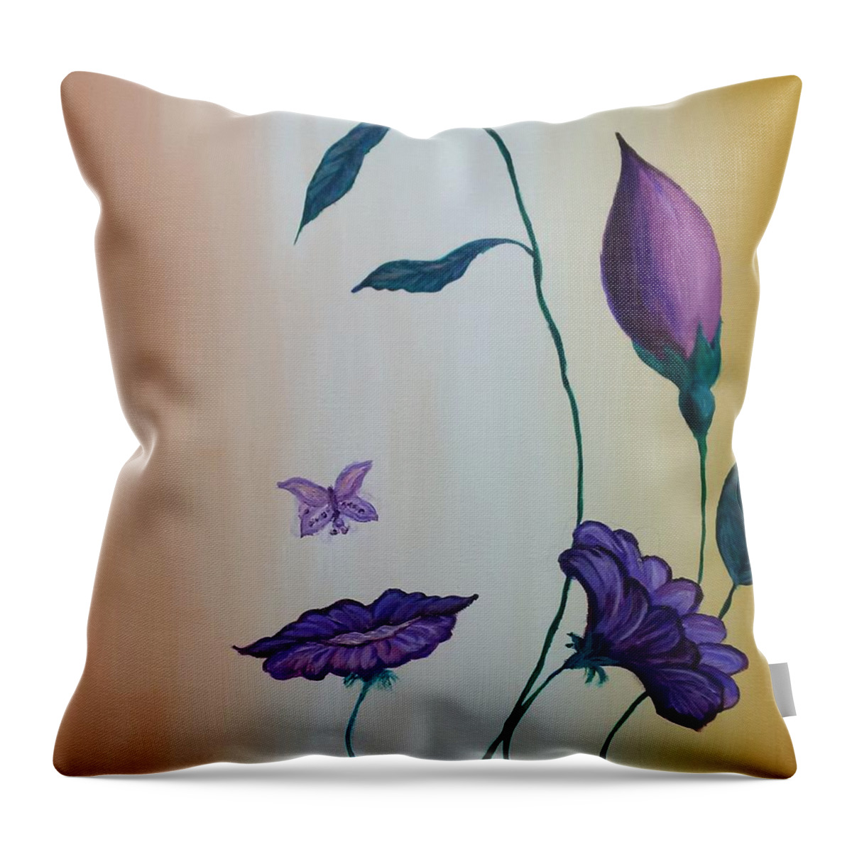 Face Throw Pillow featuring the painting Facial Flowering by Lynne McQueen