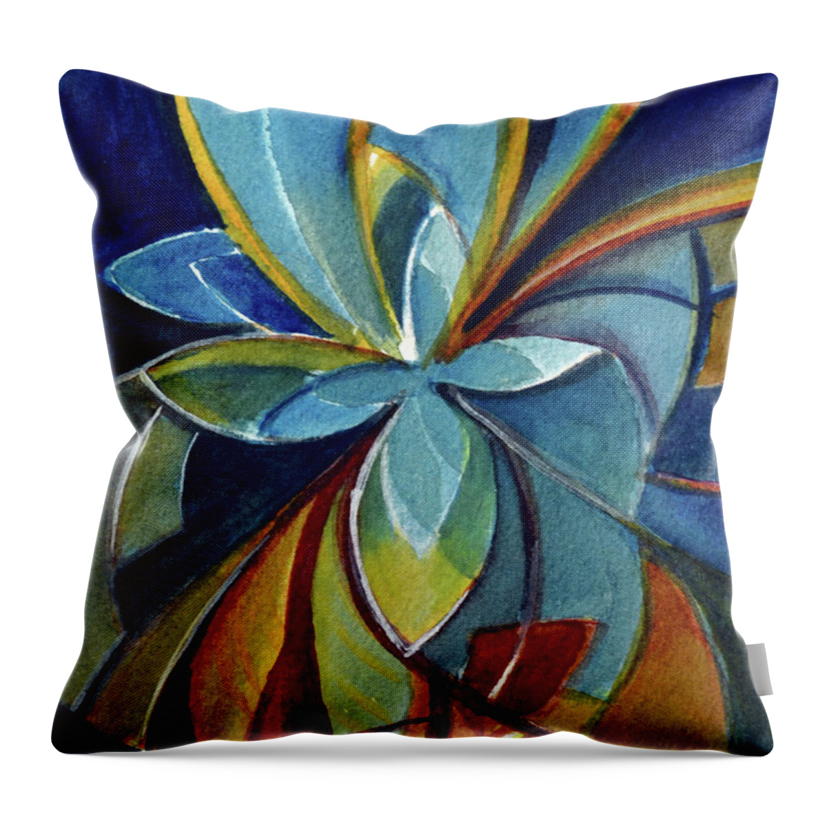 Fractal Throw Pillow featuring the painting Fractal Flower by Allison Ashton
