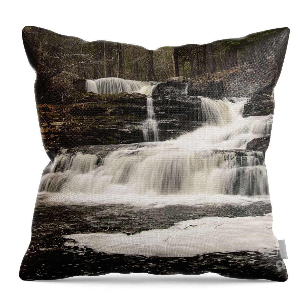 Waterfall Throw Pillow featuring the photograph Factory Falls by Debra Fedchin