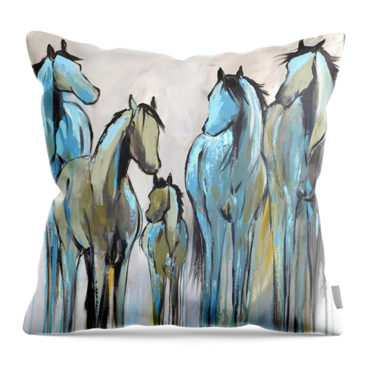 Horse Throw Pillow featuring the painting Fading 2 by Cher Devereaux